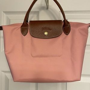 Longchamp Le Pliage Small pink tote - like new!